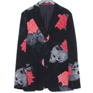 YOHJI YAMAMOTO 復刻スカルローズジップテーラードジャケット サイズ3 ブラック HW-J69-106 ヨウジヤマモト skull rose jacket