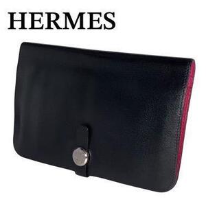 HERMES エルメス ドゴンデュオ 財布 ブラック J刻印 コインケース付き