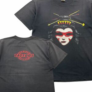 90s USA製 TATTOO SHOP 半袖 Tシャツ L ブラック フェード LITTLE TATTOOS VINNIES KABUKI 歌舞伎 タトゥー ショップ ヴィンテージ