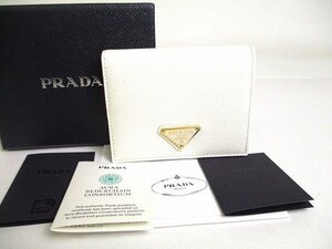 【未使用保管品】 プラダ PRADA サフィアーノ トライアングル レザー 2つ折り 財布 コンパクト財布 メンズ レディース