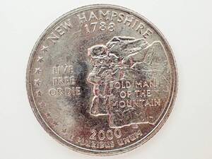 The 50 State Quarters(アメリカ合衆国50州25セント硬貨 2000年発行)　ニューハンプシャー州(1788年設立)/Ｋ1103-7