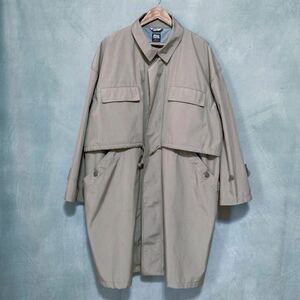 IS-NESS × Abu Garcia イズネス×アブガルシア Horizon coat ポリエステル ビッグポケット オーバー ステンカラー コート size.M ベージュ