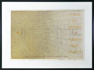 荒川修作版画額「意味されるもの、あるいはもしも　No.6」　エッチング　アクアチント　手彩色　限60　60.5×90.3　1975-76年作