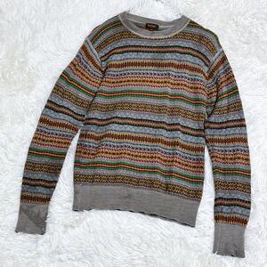 Paul Smith COLLECTION ポールスミスコレクション ボーダー 薄手ニット　長袖 ノルディック柄　　Mサイズ　マルチカラー