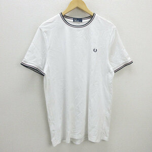 G■フレッドペリー/FREDPERRY ティップライン クルーネックTシャツ【XL】白/men