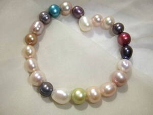 169-2高品質!綺麗♪極上ルース入も!本物真珠パールブレスレットpearl bracelet上等な淡水真珠色々まとめてゴム仕様ブレスレット