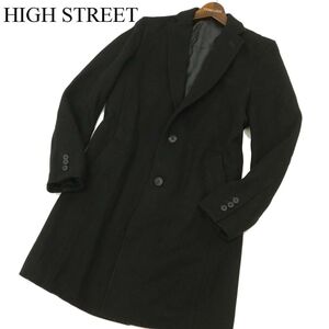 18AW HIGH STREET ハイストリート 秋冬 メルトン ウール★ ロング チェスター コート Sz.S　メンズ 黒　C3T10334_B#N