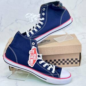 タグ付き デッドストック品 VANZ バンズ メンズ 27.5cm スニーカー V66TARTAN CLASSIC SKOOL HI NAVY ネイビー/チェック ハイカット 現状品