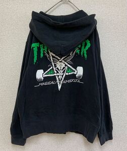 THRASHER　スラッシャー　ジップアップパーカー　フーディ　Hoodie　ブラック　メンズ　Sサイズ　ストリート　アメカジ　US古着