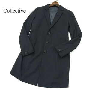 美品★ Collective コレクティブ メンズビギ 通年 春に♪ スプリング チェスター コート ジャケット Sz.SS メンズ ネイビー　A4T00553_1#O