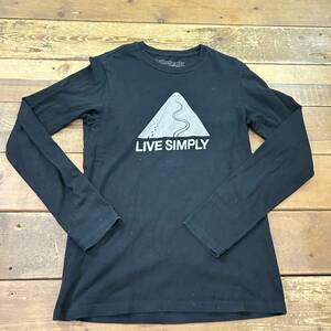 patagonia / パタゴニア 前面プリント 長袖tシャツ live simply オーガニックコットン メンズ xsサイズ ブラック used