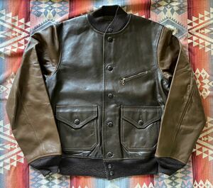 【新品】RRL ダブルアールエル カウハイド バーシティ MEYERSレザー ジャケット S スタジャン ブルゾン ポロ ラルフローレン デニム 