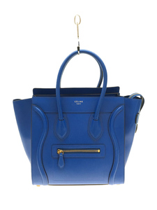 CELINE◆ラゲージマイクロショッパー/ハンドバッグ/レザー/BLU