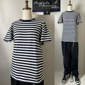 ★【国内正規品 名作 定価14,300円程 定番】日本製 agnes b. homme 8807J008 E20 アニエスベー オム J008 TS 細ボーダー Tシャツ 1 半袖