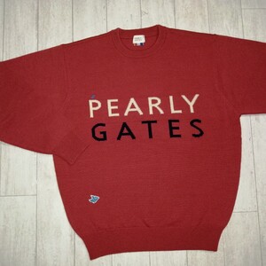 美品/PEARLY GATES/パーリーゲイツ/GOLF/ゴルフ/ニット/毛100％/セーター/日本製/ウェア/ロゴ