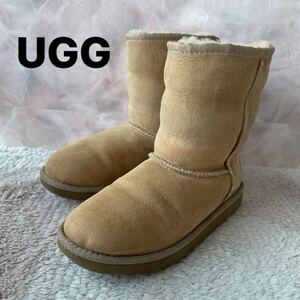 UGG Australia アグ オーストラリア S/N5251 キッズ クラシックムートンブーツ ベージュ 21.5cm スエード ボア 子供靴 ジュニア シューズ