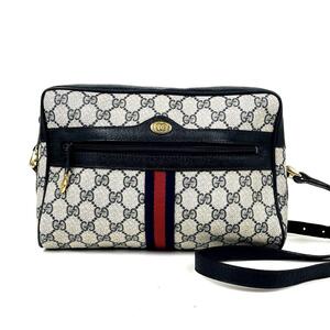 極美品■GUCCI グッチ ショルダーバッグ クロスボディ 肩掛け 斜め掛け GGスプリーム シェリーライン PVC 革 男女兼用 メンズ レディース