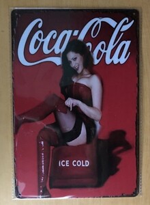 CocaCola コカコーラ レディー ビンテージ加工 ブリキ看板 レトロ ヴィンテージ アンティーク