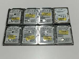 A16073)2.5インチ SATA 250GB HDD 7mm 中古動作品 現状品 8台セット