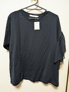 Tシャツ カットソー 半袖　ショルダーフリルカットプルオーバー　AMERICANHOLIC 無地