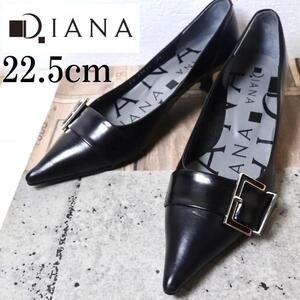 【美品】DIANA ダイアナ 22.5 ベルト レザー 黒 パンプス