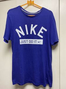 送料格安スピード発送！良品★NIKEナイキランニングＴシャツ濃ブルーMサイズ★ジョギング陸上登山トレランマラソン