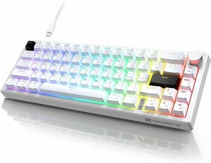 YOUSUOMASTER X82 ホワイト メカニカル ゲーミングキーボード 65％ 赤軸 US配列 RGBバックライト 新品