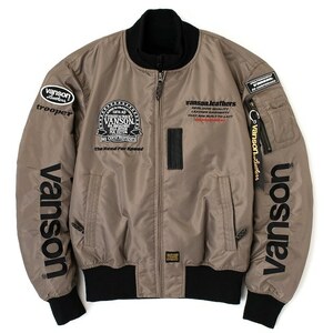 バンソン VANSON 3XLサイズ TVS2308W MA-1 ジャケット ベージュ/ブラック ウインター JACKET (2023-24秋冬モデル)