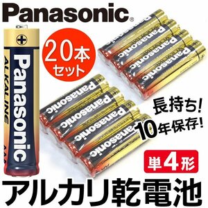 【単4形】 Panasonic アルカリ乾電池 20本セット パナソニック アルカリ電池 保存10年 送料無料 2M◇ 金パナ4P×5:単4電池20本