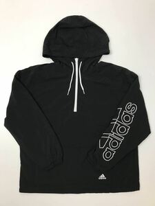 adidas アディダス フーディー パーカー ブラック プルオーバー ハーフジップ ポケット スポーティ パーカー 