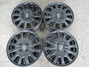 【N-BOXカスタム　N-ONE　N-WGN】HONDA15inch　純正ホイール　15X4.5+40　4/100　【マッドブラック塗装】Hロゴ　純正メッキ　♪　