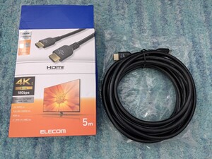 ◎0612u1812　エレコム HDMI ケーブル 5m プレミアム 4K2K(60Hz) サビや劣化を防ぐ金メッキ採用 ブラック DH-HDPS14E50BK2