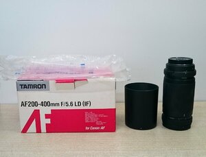 [W4573] TAMRON (タムロン) AF200-400mm F/5.6 LD (IF) for Canon-AF 箱 フード付 中古 現状 ジャンク レンズ