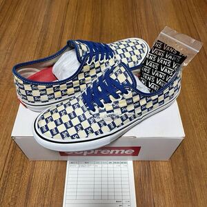 【青 US9 27cm Supreme Vans Checker Logo Authentic Pro】 シュプリーム バンズ チェッカー box skate grosso mid sk8 hi old skool era