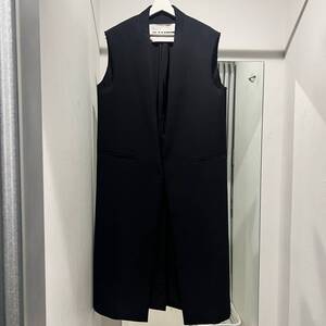 JIL SANDER ジルサンダー 23SS Sleeveless No Collar Coat ノースリーブコート ブラック size44 TAILOR MADE J21AA0106【中目黒R12】