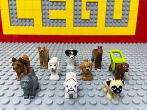 ☆犬☆ レゴ　動物ミニフィグ　大量10体　盲導犬　パグ　ブルドッグ　ドーベルマン　子犬　など　( LEGO 人形 ペット フレンズ　C91703