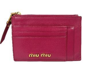 ミュウミュウ miu miu カードケース　ミニウォレット マドラス レッド　コインケース 小銭入れ フラグメントケース