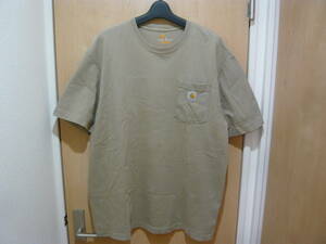 Carhartt カーハート 胸ポケットロゴ クルーネック 半袖Tシャツ ベージュ メンズUSA：L、JP：L ～XL
