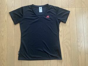 ★1度のみ着用★美品★adidas Vネック 半袖Tシャツ L 黒 climalite★