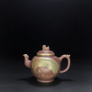 【聚寶齋*紫砂手工彫*鳳舞九天壺】茶壺 茶道具 中国古美術 極美品 時代物 容量：450cc