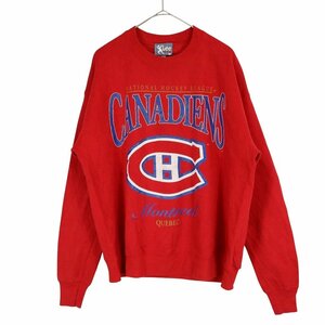 SALE/// 90年代 USA製 Lee リー NHL モントリオール カナディアンズ スウェット スポーツ アイスホッケー レッド (メンズ L) O3235