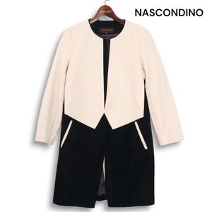 イタリア製★ NASCONDINO ナスコンディーノ 鹿革 ディアスキン♪ レザー ドッキングノーカラー コート Sz.55　レディース　K4T01435_9#N