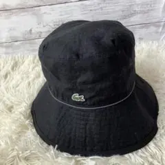 ラコステ LACOSTE バゲットハット ワニ刺繍 帽子 Hat cap 黒