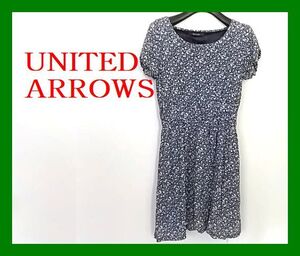 UNITED ARROWS ワンピース ダークネイビー 花柄美品