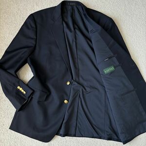 XXLサイズ/極美品◎ LAUREN Ralph Lauren ラルフローレン 紺 ブレザー 金ボタン テーラードジャケット ネイビー 2B 2XL シングル 総裏