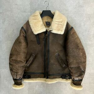 ●【激渋】名作 AVIREX アヴィレックス USA製 リアルムートン TYPE B-3 フライトジャケット/ボマージャケット/ size38/メンズ 