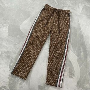 1円　極美品　BURBERRY バーバリー　ロゴ総柄スウェットパンツ　ボトムス ジャージ　パンツ モノグラム　ブラウン　Sサイズ　6517