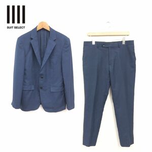 1K1510-K-S◆SUIT SELECT スーツセレクト スーツ◆sizeH165C94W84 ネイビー ジャケット&スラックス ウールブレンド 裏地なし 紳士 ビジネス