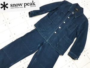 SALE！売り切り！SNOW PEAK デニム セットアップ カバーオール ダブルニー ペインター パンツ スノーピーク 刺し子 インディゴ 