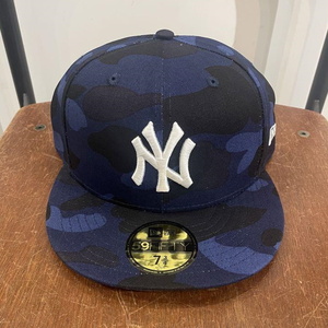 7 1/2 A BATHING APE BAPE × MLB × NEW ERA YANKEES 59FIFTY CAP Blue 新品 ア ベイシング エイプ ニューエラ ヤンキース キャップ P285